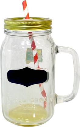 Lemon Tree Mason Jar with LID and Straw 700 ml Yellow Glass Mason Jar