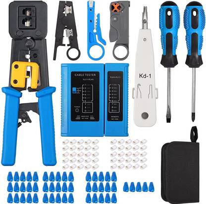 LipiWorld Crimp Tool Kit Cat5 Cat5e Cat6 RJ45 Crimping Tool,Network Cable Tester Network Interface Card