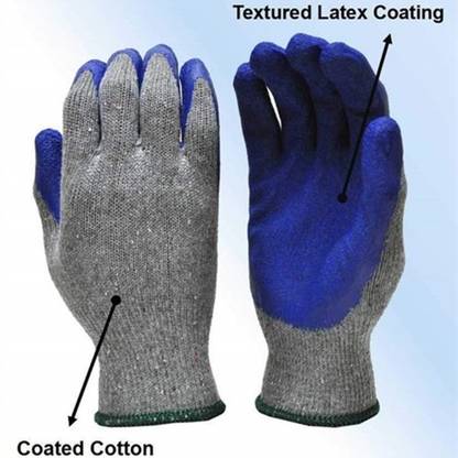 SS & WW GREY BLUE KNITTED SAFETY Synthetic  Safety Gloves