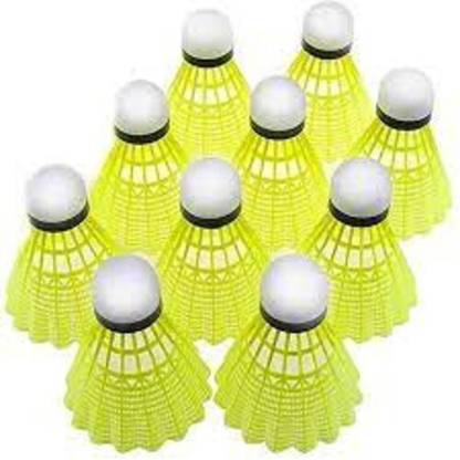 Samar enterprises Premium Quality Badminton Shuttlecock Plastic - Yellow (Medium, 77, Pack of 10) Plastic Shuttle  - Yellow