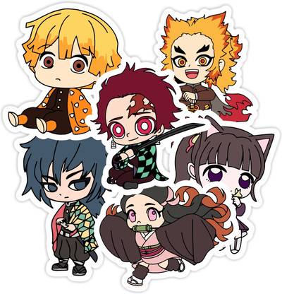 Akipi 2.5 cm Demon Slayer – Nezuko Chibi Anime Waterproof Vinyl Stickers for Laptop Self Adhesive Sticker