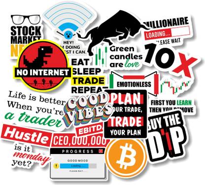 Akipi 2.5 cm Trader Waterproof Vinyl Stickers for Laptop, Electronic Gadgets, Notebook Self Adhesive Sticker