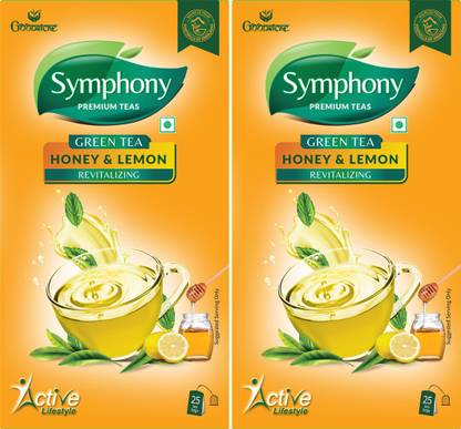 Goodricke Symphony Green Tea Lemon & Honey Flavour, 25 Tea Bags (Pack of 2) Honey, Lemon Green Tea Bags Box