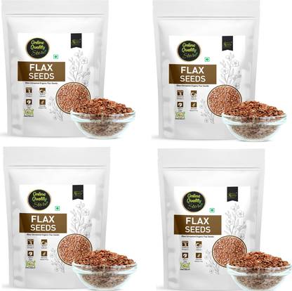 Online Quality Store Organic Flax Seeds -400g(100g x 4 Pack)|Flax Seeds for Hair Growth|Alsi Brown Flax Seeds