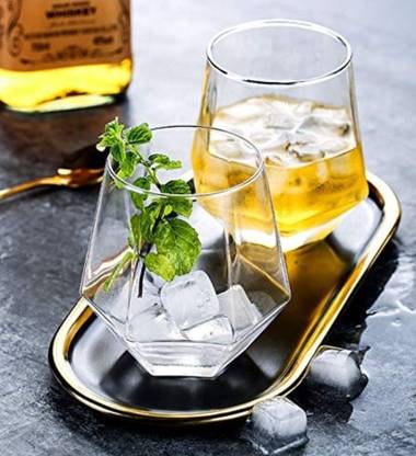 XYPHER (Pack of 6) (370 ml) Diamond Crystal Hexagon Whiskey glasses for Scotch, Bourbon, Gin Glass Set Whisky Glass