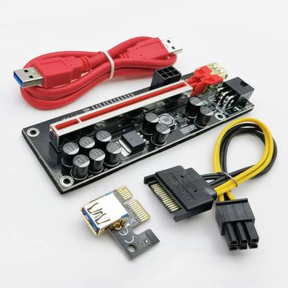 microware New PCIE Riser Card VER011 011 Pro GPU Adapter Card 10 Capacitors 12 LED Lights DDR2 2 GB NVIDIA Chipset 6 bit 3 MHz Graphics Card