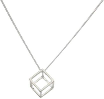Preciously Mine Empty Cube Pendant Sterling Silver Pendant