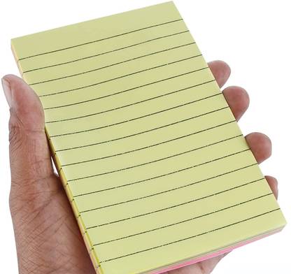 FRKB Ruled Self Stick Note Pad 7.5 x 4.7 inch 100 Sheets Ruled, 5 Colors
