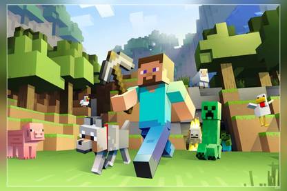 Minecraft Mojang Steve Minecraft Video Game Matte Finish Poster Paper Print