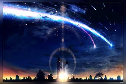 Sky Clouds Meteors Kimi No Na Wa Your Name. Anime Movie Matte Finish Poster Paper Print