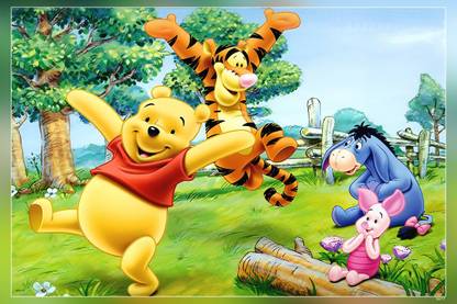 Cartoon Tigger Piglet And Winnie The Pooh Happy And Cheerful Friends Matte Finish Poster Paper Print