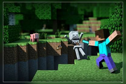 Minecraft Video Games Steve Skeleton Matte Finish Poster Paper Print
