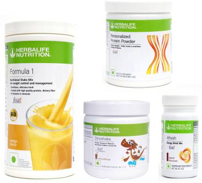 Herbalife Nutrition FORMULA 1 MANGO & AFRESH ELAICHI & PROTIEN 200 G & DINOSHAKECHOCOLATE 200 G Plant-Based Protein