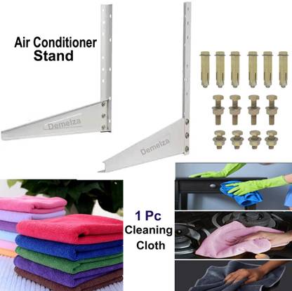 Elipho Ac Stand Split Window Air Conditioner Wall Mount Outdoor Unit Mounting Bracket 1 Ton, 1.5 Ton, 2 Ton, 2.5 Ton A/C Load, combo of 1Pc Cleaning Cloth Shelf Bracket