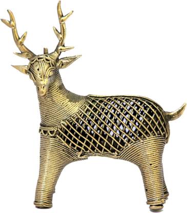 www.dhokrahandicrafts.com Dhokra Handcrafted Deer | Small Size | Animal Figurines by Dhokra Handicrafts Decorative Showpiece  -  10.5 cm