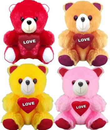 KT-kartik Four Cute Teddy Bear Love Friends Multi Colors  - 12 cm