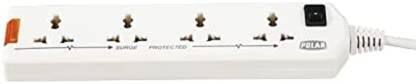 Polar Polar 10V Heavy Duty 6A Four-Way 2400W Extension Board and Wir|| White || 1.5 M 4  Socket Extension Boards