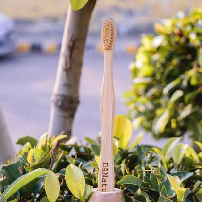 DaNaturz Bamboo toothbrush with bamboo fiber bristles (S-curve) Soft Toothbrush Soft Toothbrush