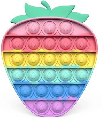 Swastik Creation Strawberry Pop It Fidget Toys,Push Pop Bubble Fidget Sensory Toy-Multicolour Finger Puppets