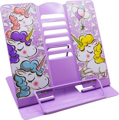 Asera 1 Compartments Metal Unicorn Adjustable Purple Reading Book Bookends Foldable Stand Holder Bookshelf