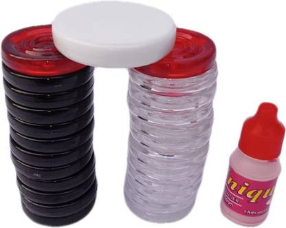 RPS sports 24 TRANSPARENT CARROM COIN + STRIKER + POWDER Carrom Pawns