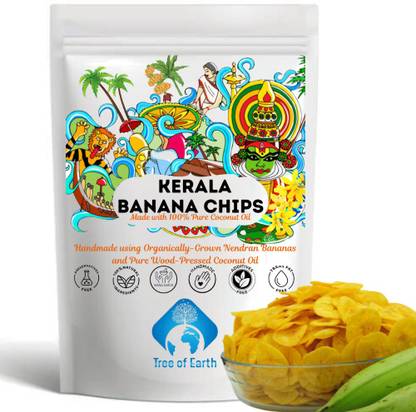 TREE OF EARTH Kerala Banana Chips 1kg made with Nendran Bananas and Pure Coconut Oil Chips