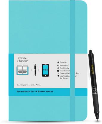 Infinote Classic Reusable Stone Paper Smart Notebook - Includes 1 Erasable Pen A5 Notebook Ruled and Unruled 120 Pages