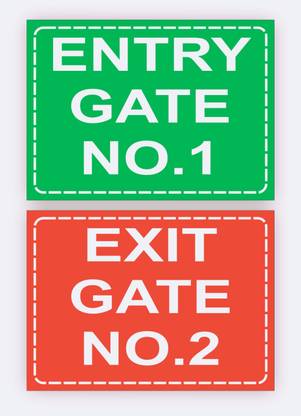 GOODPRINTZONE Gate Entry 1, and Gate Exit 2, Sign Board Size-8"X11"Inch Pack Of 1 Set Emergency Sign