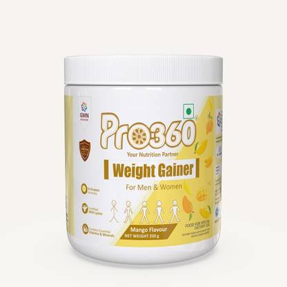 PRO360 Weight Gainer Dietary Supplement For Men & Women- 250 Gm (Mango Flavour) Protein Blends