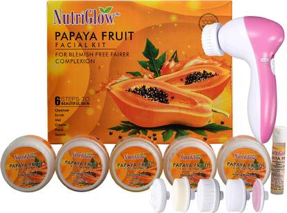 NutriGlow Papaya Facial Kit (250+10)g with 5 in 1 Face Massager