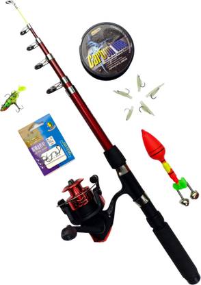Abirs 2.1 meter Fishing rod and reel sfull set telescopic Red Fishing Rod