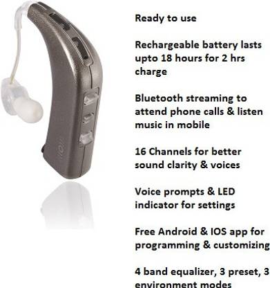 HD 100 Companion HD100 BTE, RIC Bluetooth rechargeable Programmable Hearing aid Hearing Aid