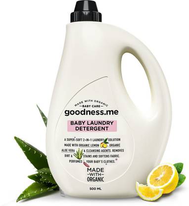goodnessme Made with Organic 2-in-1 Baby Laundry Detergent & Conditioner, 500ml | pH Balanced, Colour Protection, Derma Tested, Hypoallergenic