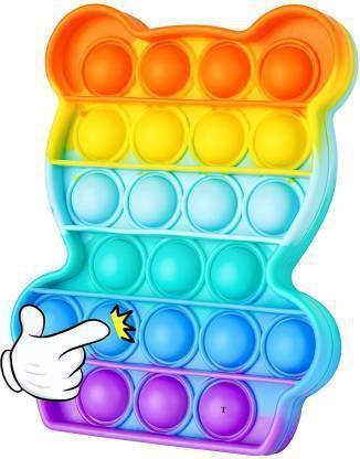 ExaltedCollection Pop It Fidget Toys Push Pop Bubble Fidget Sensory Toy (Bear Rainbow)