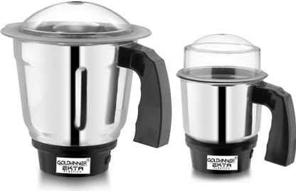 Goldwinner Dry Jar and Chutney Jar for Mixer Grinder (350ML & 700ML) Steel with Handle Mixer Juicer Jar