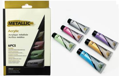 Definite Art Premium Metallic Acrylic Paint Color Set 30ml Tubes (Pack of 6)