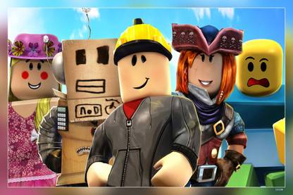 Roblox Characters In Sky Blue Background Games Video Game Matte Finish Poster Paper Print