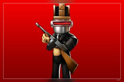 Roblox Character In Red Background Games Video Game Matte Finish Poster Paper Print