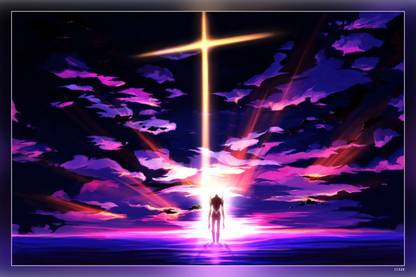 Neon Genesis Evangelion Eva Unit Anime Cross Matte Finish Poster Paper Print