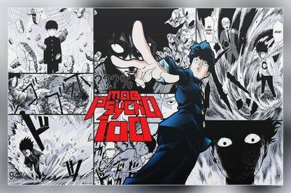 Mob Psycho 100 Collage Manga Text Shigeo Kageyama Hd Matte Finish Poster Paper Print
