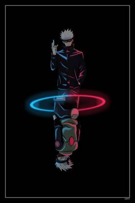 Gojo X Kakashi Neon Naruto Black Jjk Simple Anime Matte Finish Poster Paper Print