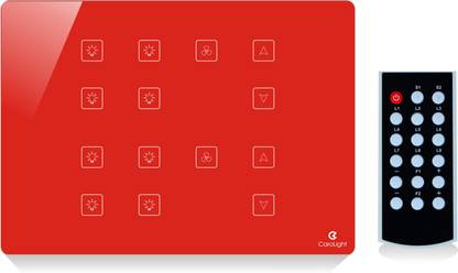 carolight technologies Touch Remote Switch Board for 8 Lights & 2 Fan of 12 Module Color (Red) Smart Switch