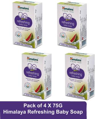 HIMALAYA Refreshing Baby Soap Watermelon, Khus-Khus & Neem (Pack of 4 X 75G)