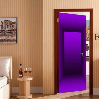 KREEPO 90 cm Door Sticker-Wallpaper Empty Purple Light Gradient for Decor Your Home Door _K28 Self Adhesive Sticker