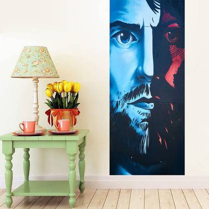 CVANU 91 cm Door Sticker Face Mask Print for Decor Your Home Door_C33 Self Adhesive Sticker