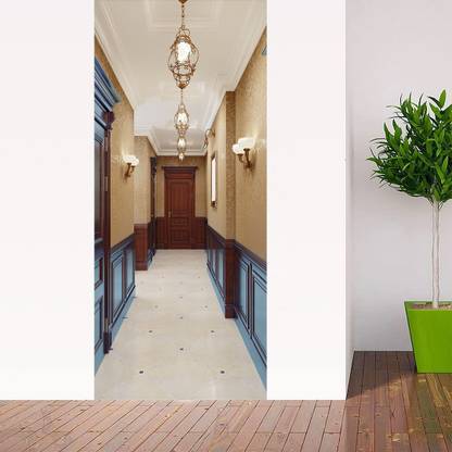 KREEPO 77 cm Door Sticker-Wallpaper Hall Corridor Interior for Decor Your Home Door_K18 Self Adhesive Sticker