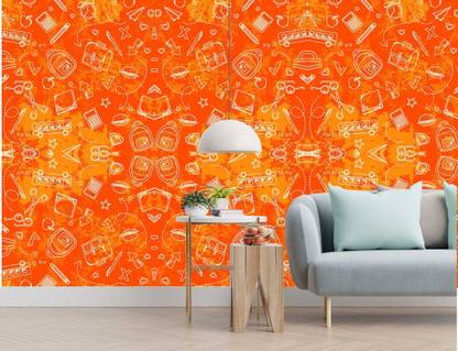 imbue Floral & Botanical Orange Wallpaper
