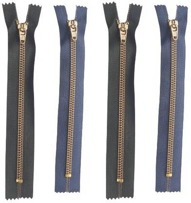 advancedestore Nylon Sewing Zippers jeans pant jeans zips 22cm 3cm blue,black(pack of 4) Multicolor Nylon Open-ended Zipper