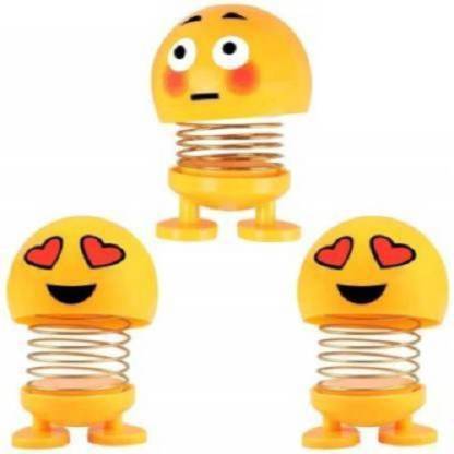 Bal samrat Cute Emoji Bobble Head Doll 3 Piece Car Bouncing dashboard Toy Random Design D5