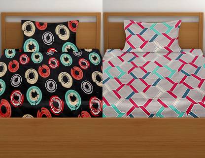 RUNAYA NX 160 TC Cotton Single Printed Flat Bedsheet